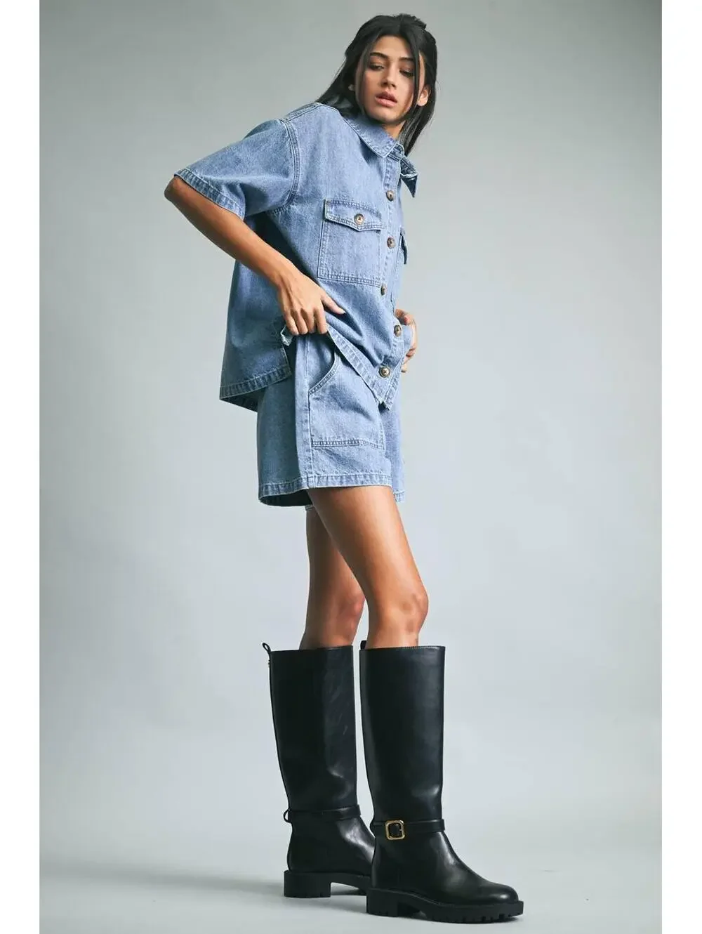 Everyday Drawstring Denim Shorts